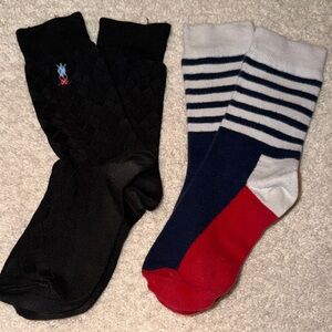 Men's Dress Black and Striped Socks Set